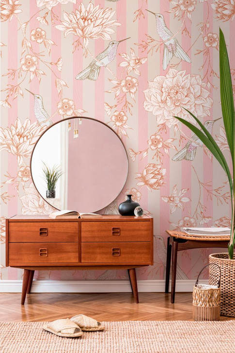 Fototapete Blumen rosa beige - Vliestapete Blumen Pflanzen Livingwalls - matt und glatt - WA396501