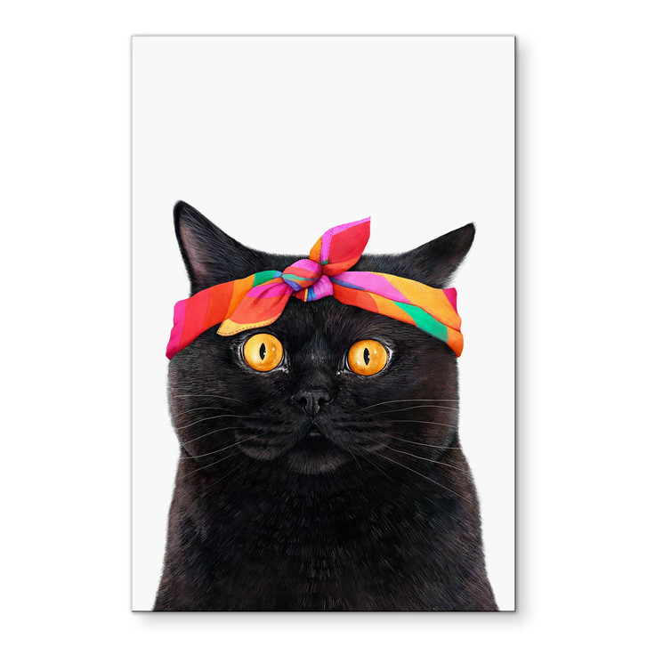 Wandbild Schwarze Katze mit Bandana - Korenkova - Alu-Dibond - WA518846