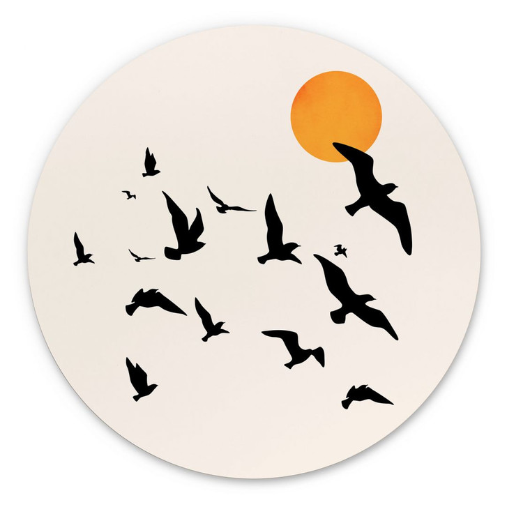 Wandbild Zugvögel auf dem Weg in den Süden - Kubistika - Alu-Dibond -Rund - WA394537