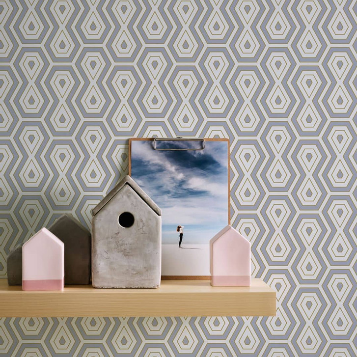 Architects Paper Vliestapete Jungle Chic Retrotapete geometrisch grau, gold, weiss - WA314423