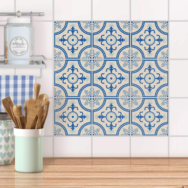 Fliesenaufkleber Set - Blue Pattern Line - CR101563