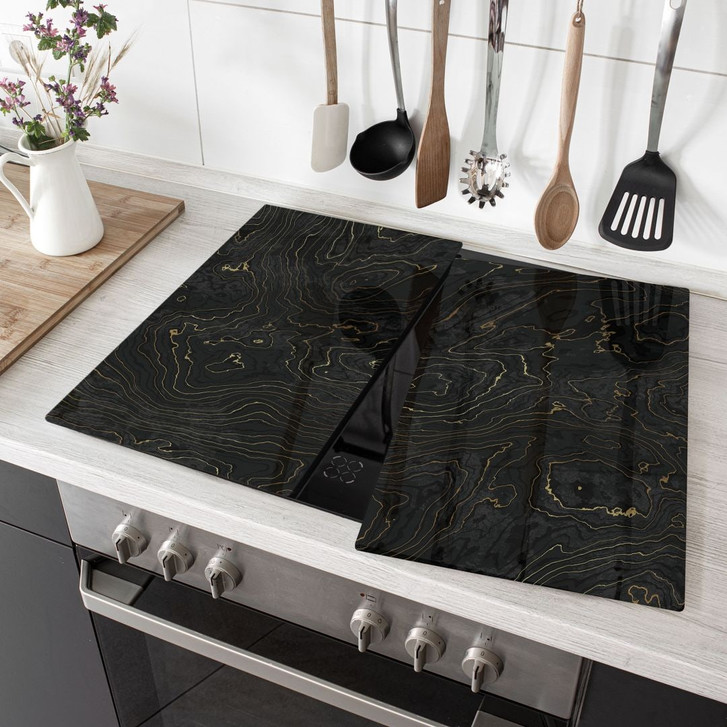 Herdabdeckplatte Abstrakte Linien Schwarz-gold - Amini - WA495819
