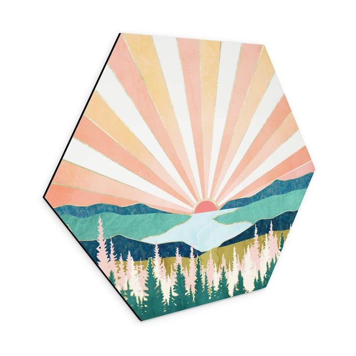 Hexagon Wandbild SpaceFrog Designs - Retro Sommer - Alu-Dibond - WA353286