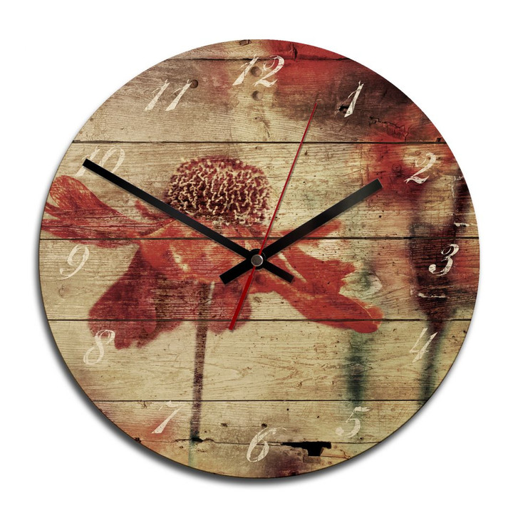 Holz-Wanduhr - Roter Sonnenhut - WA245298