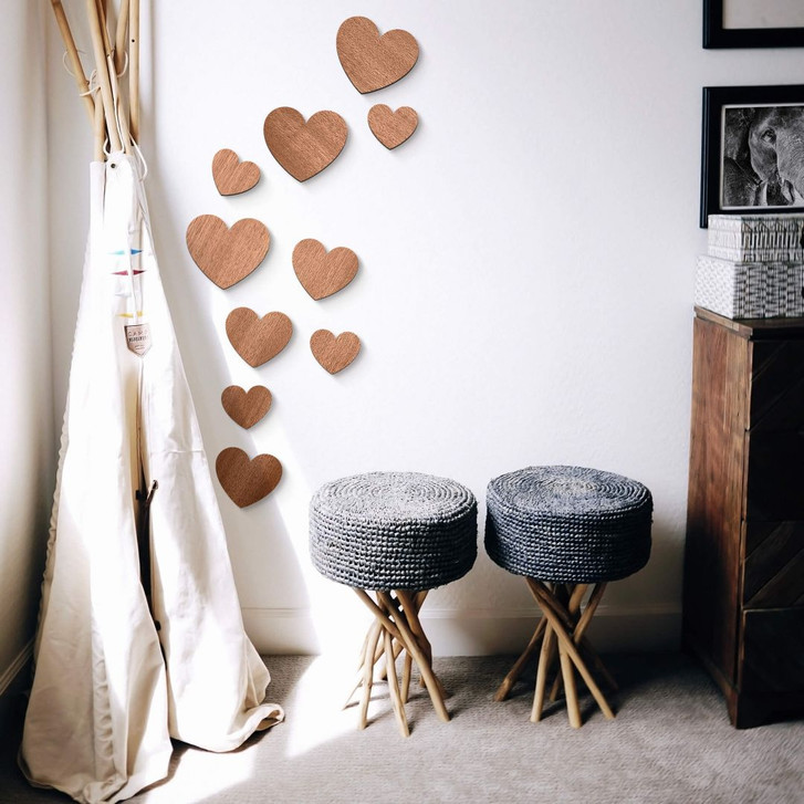 Holzdeko Mahagoni - Herzen Set 10-teilig (32x24cm) - WA299815