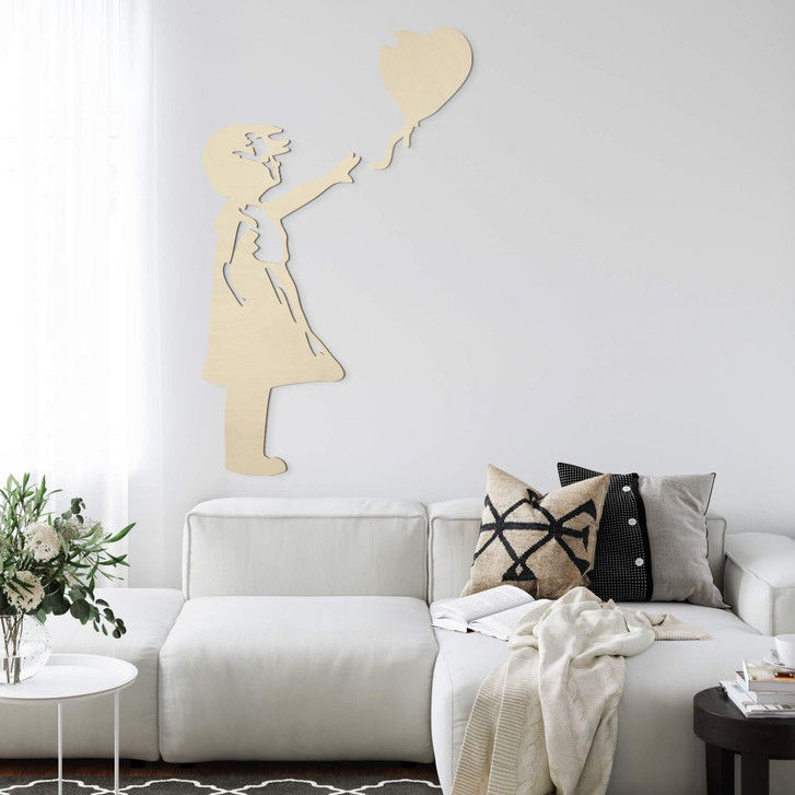 Holzdeko Pappel - Banksy - Girl with the red ballon (2-teilig) - WA309883