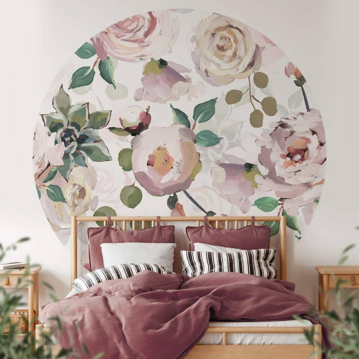 Fototapete UN Designs - Blumen im Gemälde Stil - Rund - Selbstklebend/Vlies - WA320357