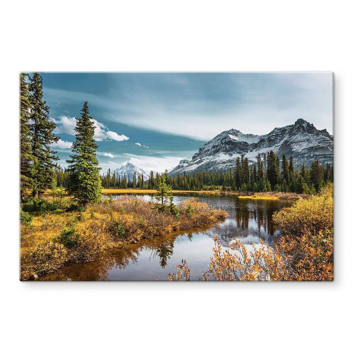 Glasbild Berg-Idylle am zauberhaften Kiefernwald - WA432308