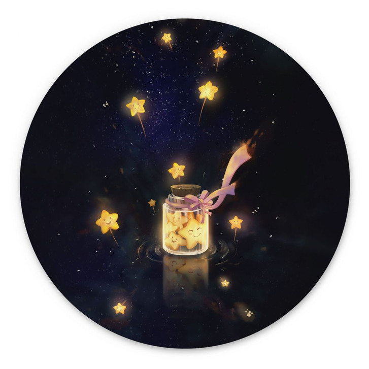 Wandbild Sternenfänger: Ein Glas voller Wünsche - Thai - Alu-Dibond - Rund - WA421992