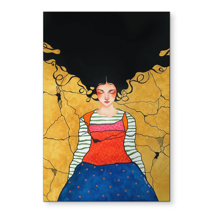 Wandbild Träumerin im goldenen Licht - Hülya - Alu-Dibond - WA484971