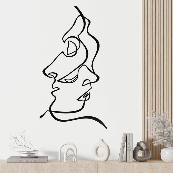 Wandtattoo Line Art - Gesichter Mann und Frau - WA391888