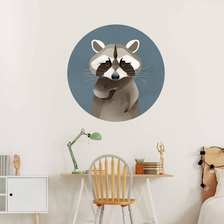 Wandtattoo Waschbär - Rund - Braun - WA413002