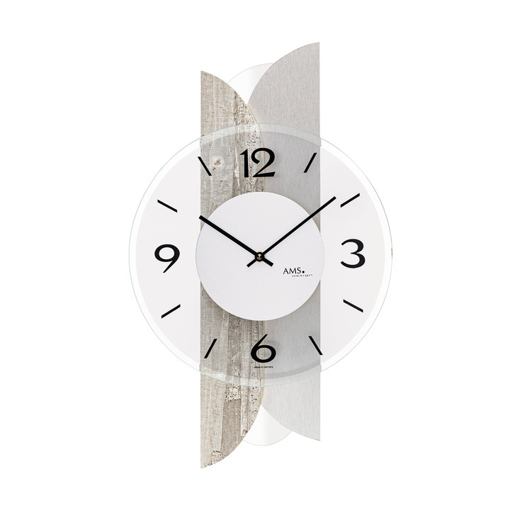 Wanduhr Holzgehäuse Betonstruktur-Aluminium Auflage - UG100678