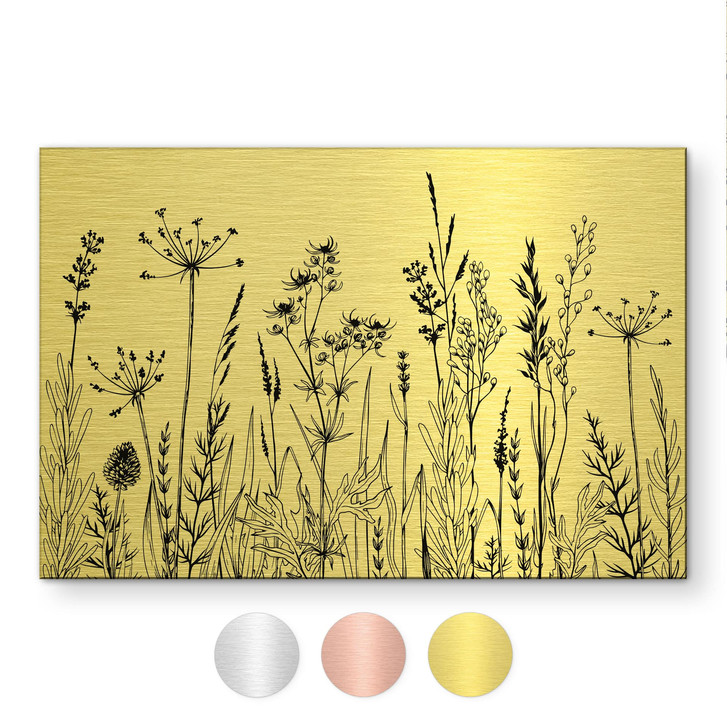 Alu-Dibond gebürstet mit Goldeffekt - Feldblumen Illustration - WA513782