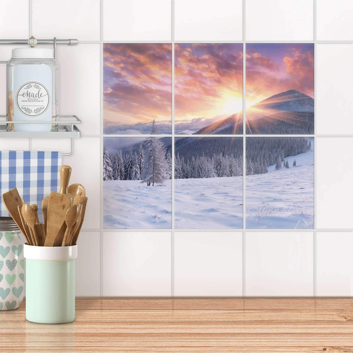 Fliesenaufkleber hoch - Zauberhafte Winterlandschaft - 6er Set - CR100805