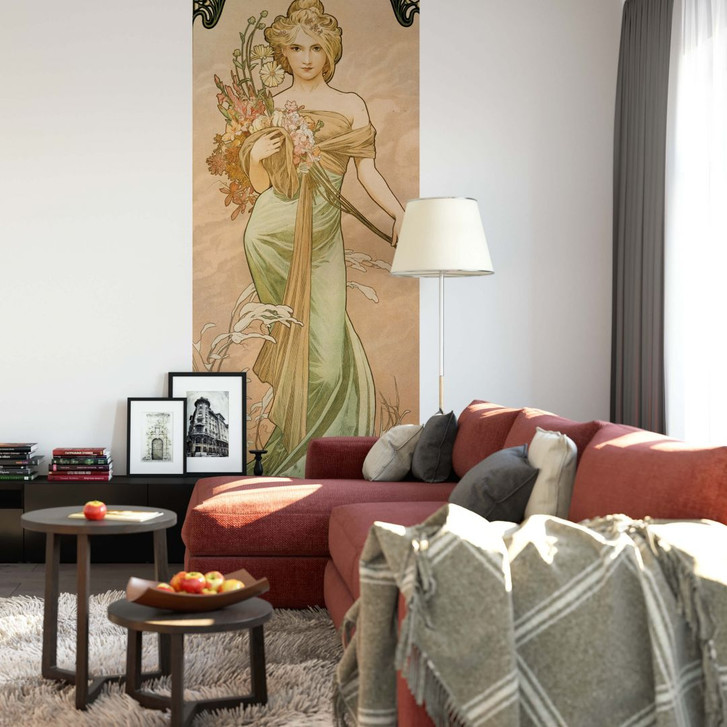 Fototapete Mucha – Jahreszeiten: Der Frühling - 96x260cm - WA227017