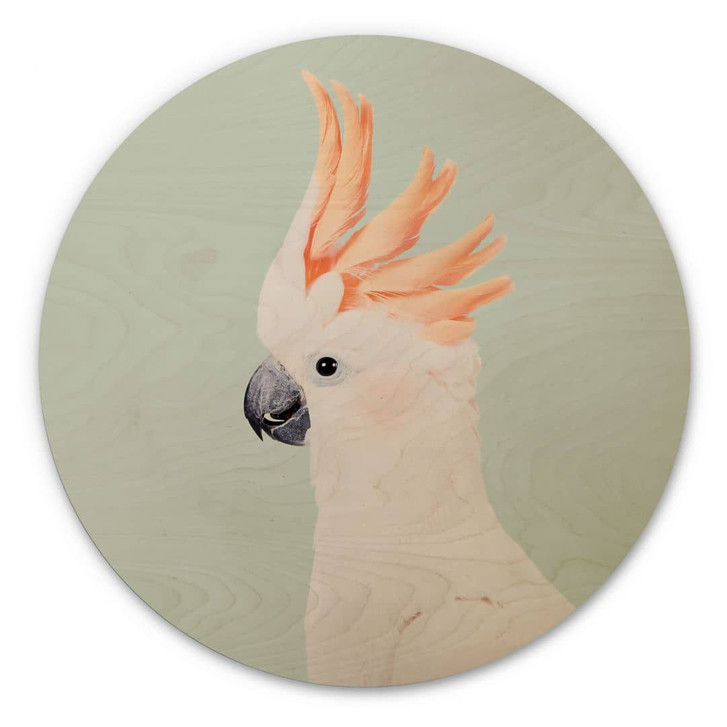 Holzbild Tierporträt Rosa Kakadu - Sisi & Seb - Rund - WA425518