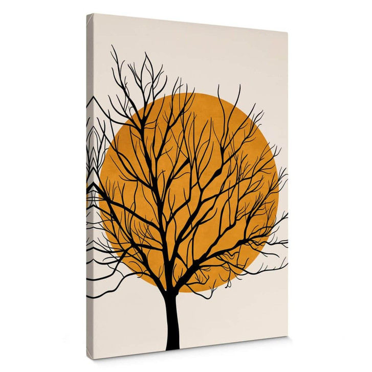 Leinwandbild Kubistika - Goldene Sonne hinter einem Baum - WA403772