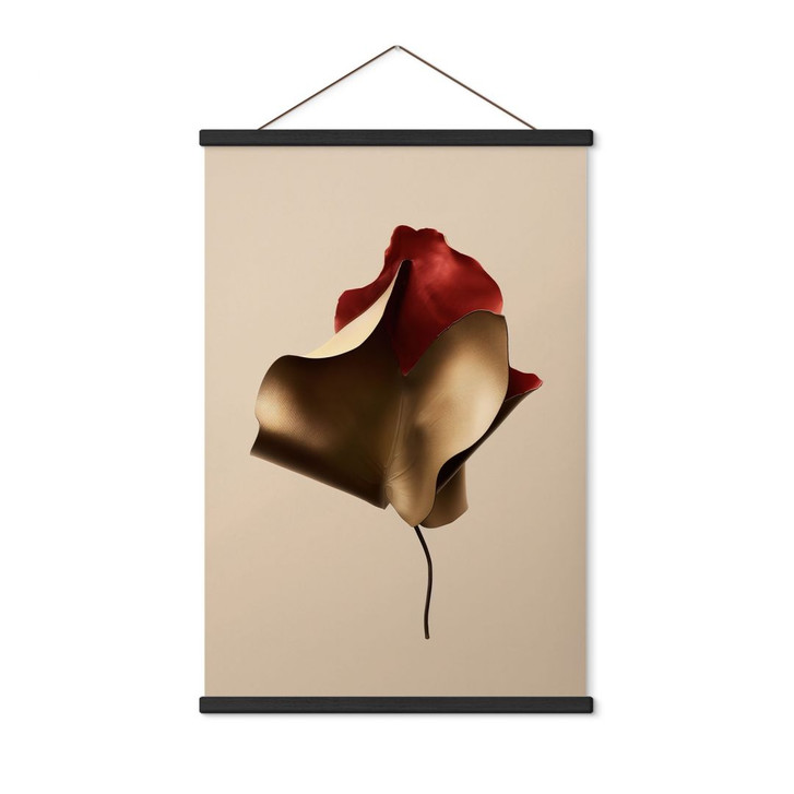 Stoffbild Elegantes Blatt in Gold und Rot - Alma - WA500068