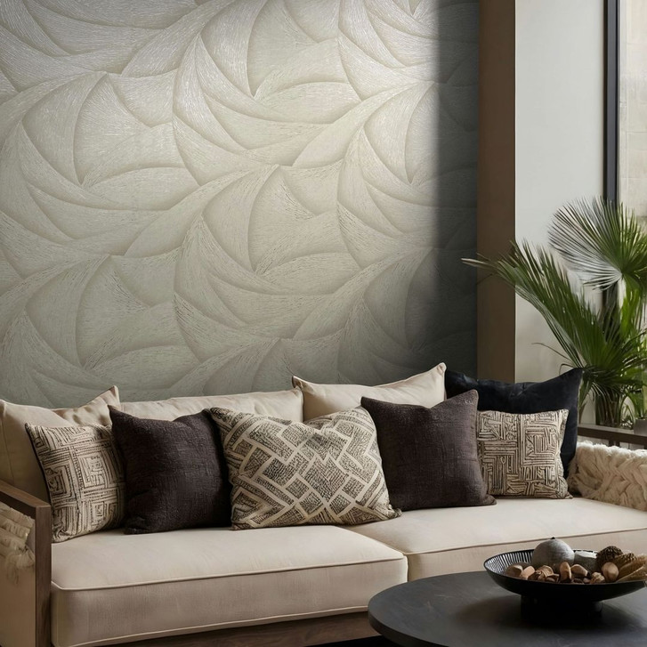 Vliestapete in Beige 3D-Optik Wellen Grafisch Modern - WA457107