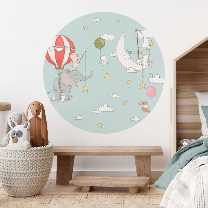 Wandtattoo Fliegende Tiere mit Heissluftballon - Skellern - Rund - WA412830