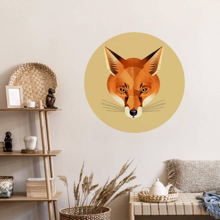 Wandtattoo Fuchs - Tier-Motiv Rund - Braun - WA412971