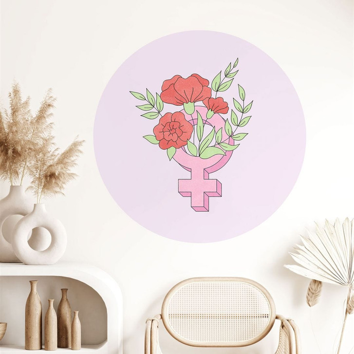 Wandtattoo Venuszeichen mit Blumen - Rund - WA501193