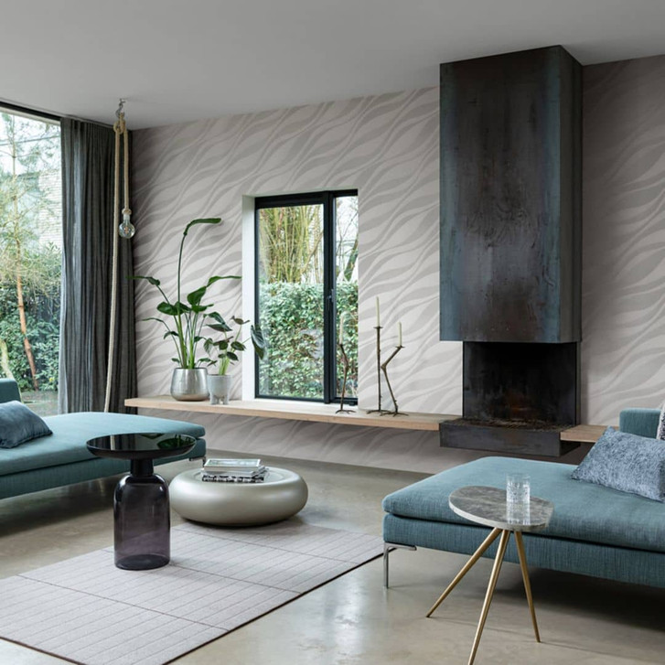 Wellentapete, Vliestapete Sky Lounge grau-platingrau - WA428675