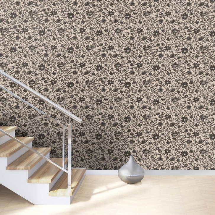 Blumentapete, Vliestapete Paraiso schwarz - WA428582