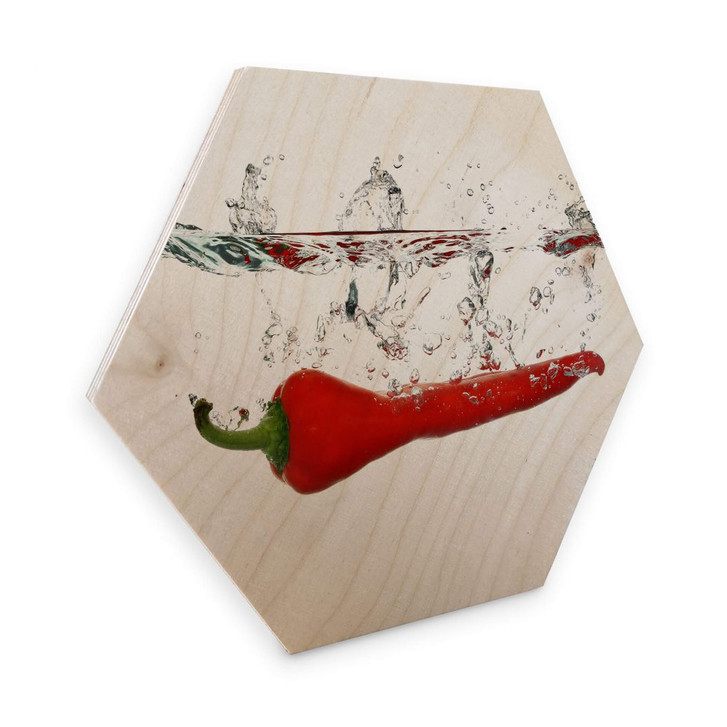 Hexagon - Holz Birke-Furnier - Chilischote - WA253143