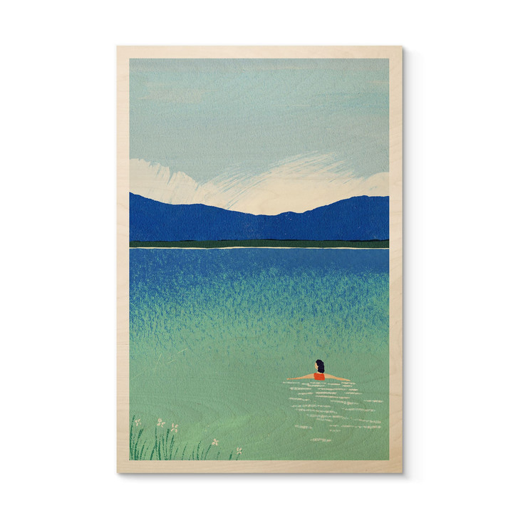 Holzbild Sommerbad im Bergsee - Rivers - WA512257