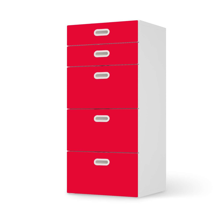 Möbel Klebefolie IKEA Stuva / Fritids Kommode - 5 Schubladen - Rot Light - CR114016