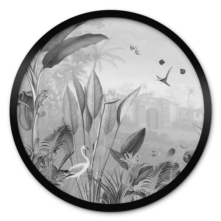 Poster Sir Edward - Botanik schwarz-weiss - Rund - WA380225