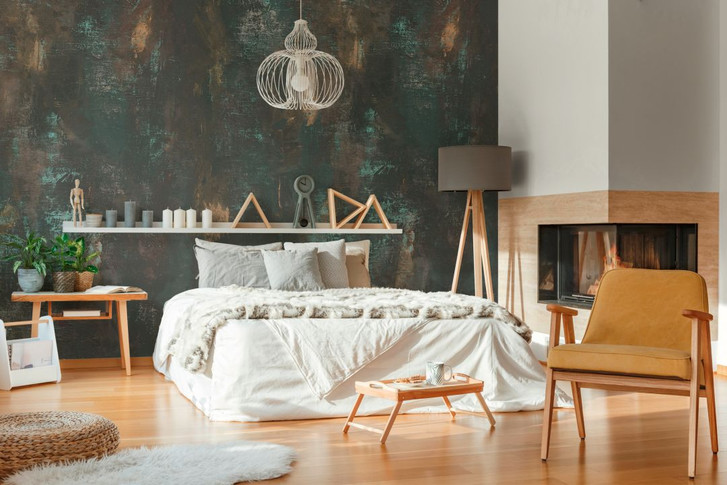 Fototapete Putzoptik schwarz gold - Vliestapete Kunst Livingwalls - matt und glatt - WA396522