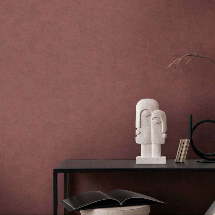 Unitapete mit Putz-Optik Bordeaux - Einfarbige Tapete mit Struktur - Strukturtapete - WA456614