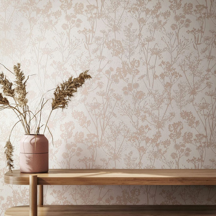 Vliestapete in weiss, beige Blattmotiv Blätteroptik Floral Natur - WA451434