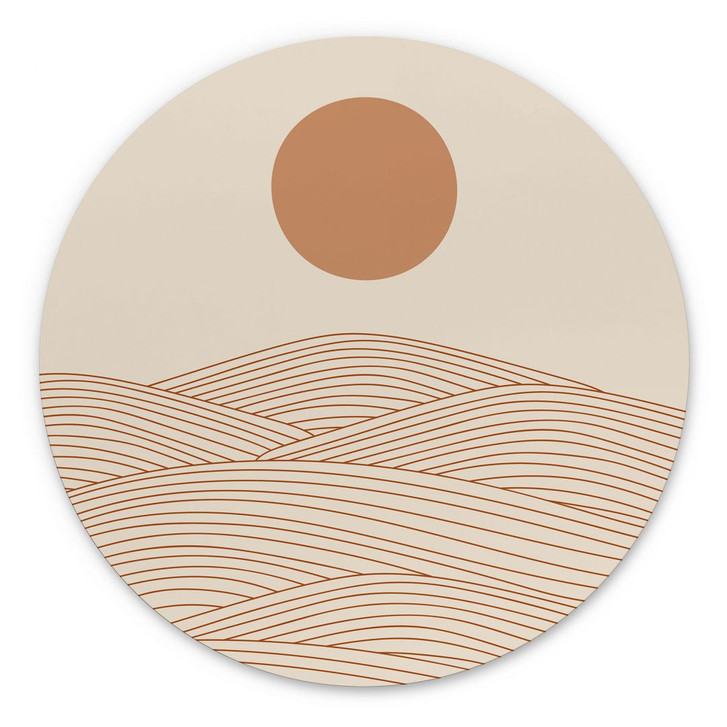 Wandbild Sonnenaufgang über der abstrakten Wüste - Playell - Alu-Dibond Rund - WA431381