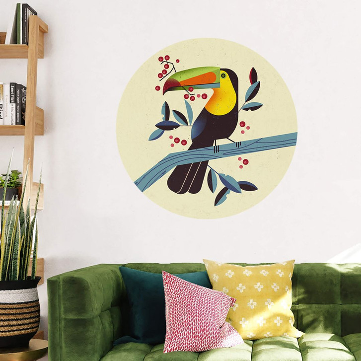 Wandtattoo Tropischer Vogel - Tukan Rund - Braun - WA412990