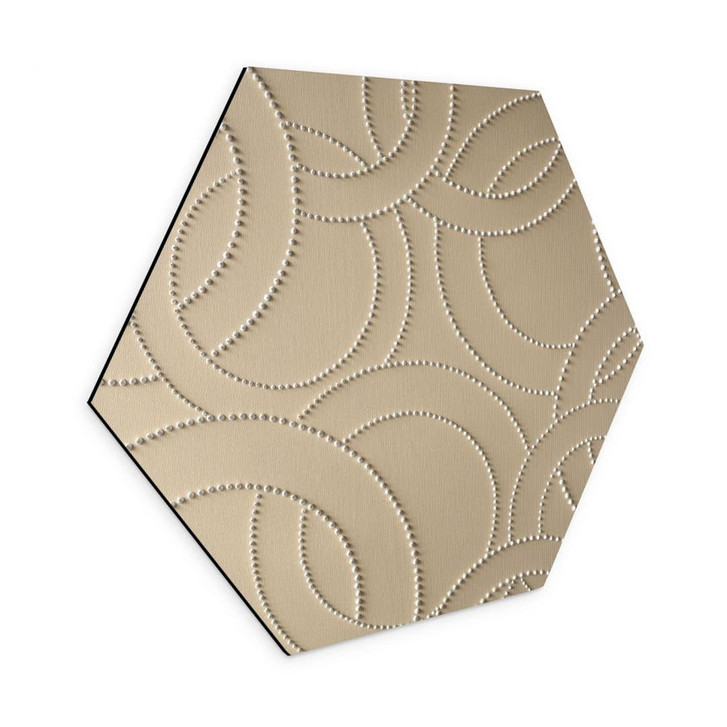 Hexagon Wandbild Abstrakte Ringe beige - Grande - Alu-Dibond - WA456939