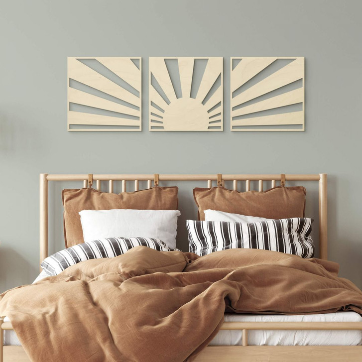 Holzdeko Sonnenuntergang Boho (3-teilig) - Pappel - WA401908