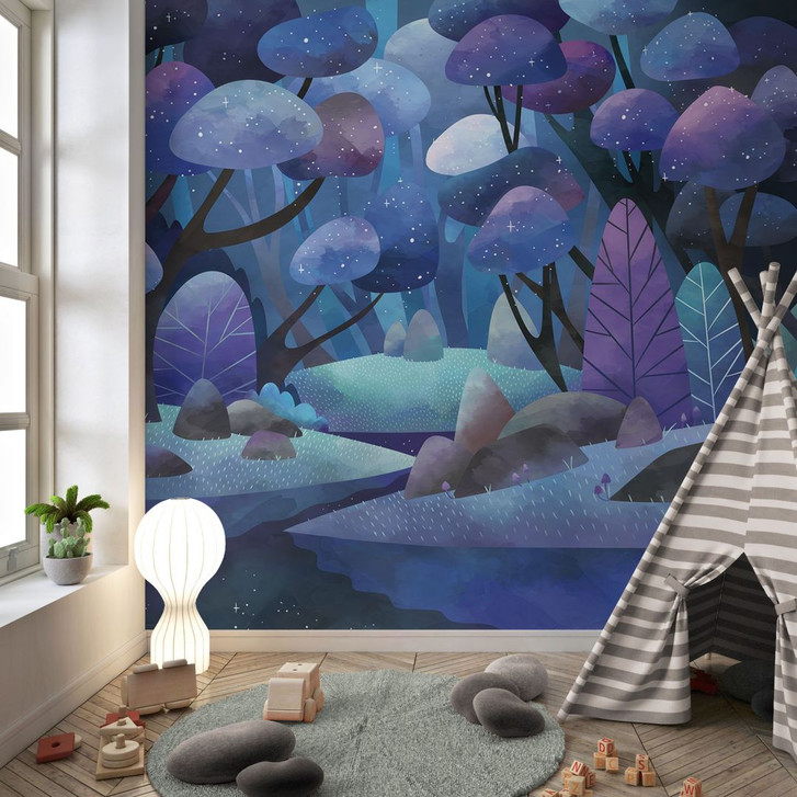 Kinder-Fototapete Zauberwald in Mitternachtsblau - DigitalArtsi - WA487046