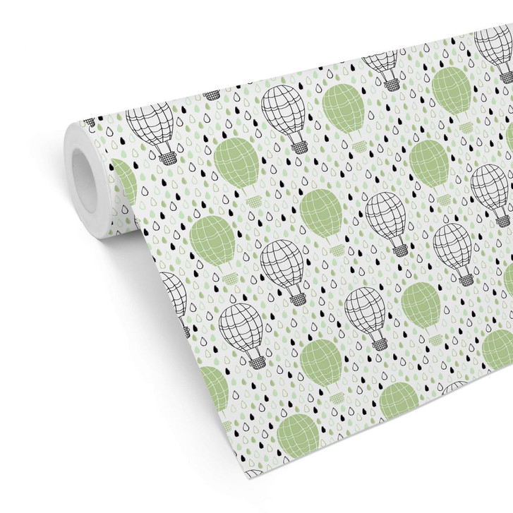 Mustertapete - Heissluftballon - grün - WA255508