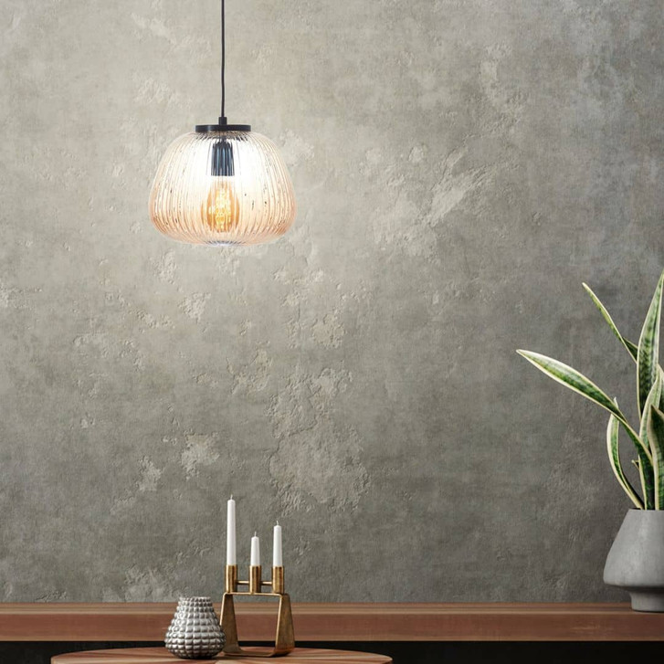 Pendelleuchte Junis, braun, 176 x 25 cm, Glas Pendelleuchte - WA438725