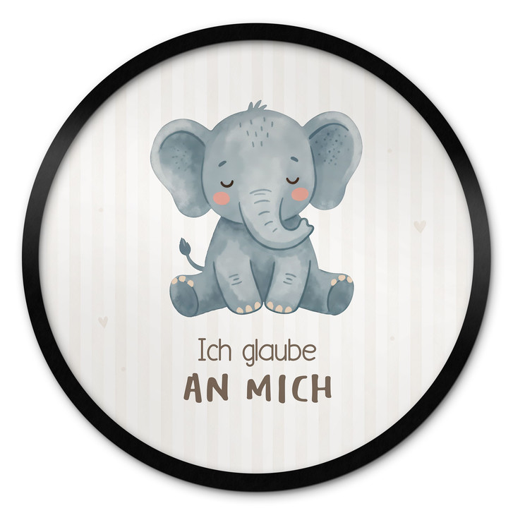 Rundes Affirmationsposter mit Elefant - 