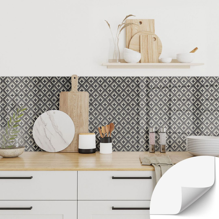 Selbstklebende Küchenrückwand Schwarz-beige Ornamente - Treechild - WA428977