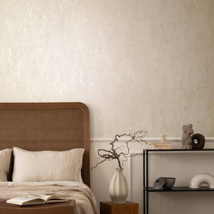 Vliestapete mit schimmerndem Glanz beige Betonoptik - WA445357