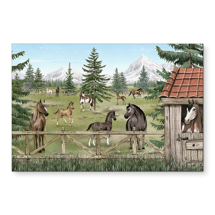 Wandbild Pferdegehege im Naturpark - Oliver Robins - Alu-Dibond - WA514403
