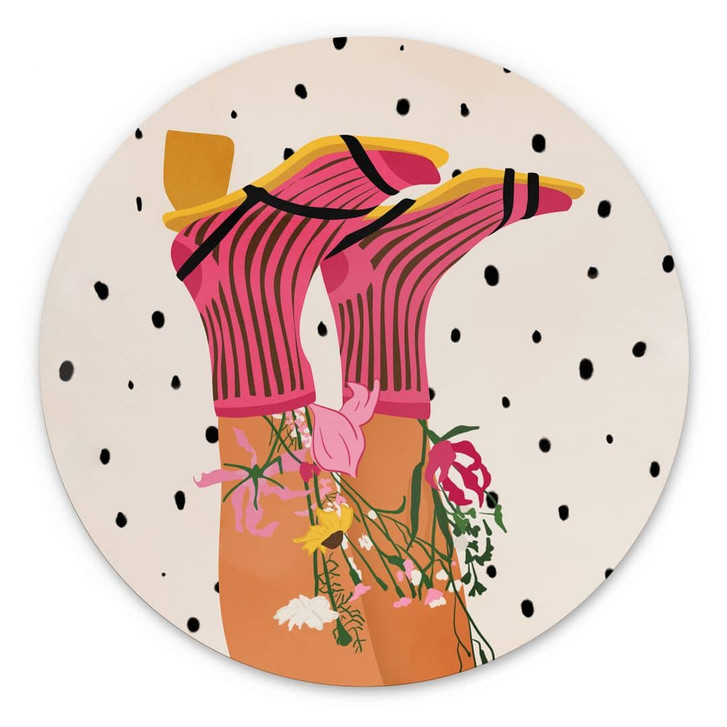 Wandbild Sockenliebe trifft Flower Power - Mokate - Alu-Dibond Rund - WA458510
