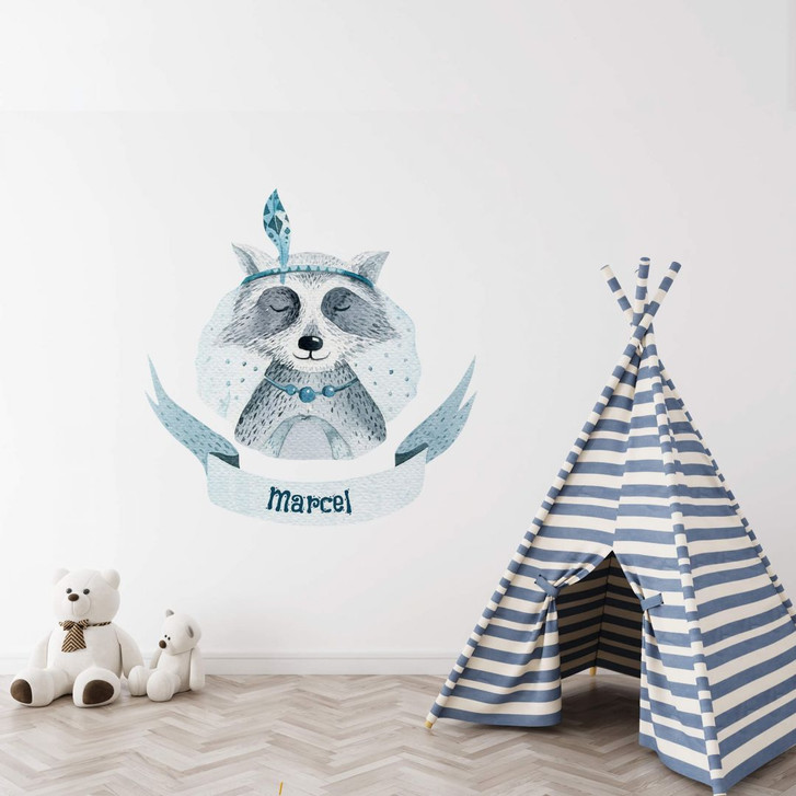 Wandtattoo Kvilis - Waschbärdame & Name - WA250806