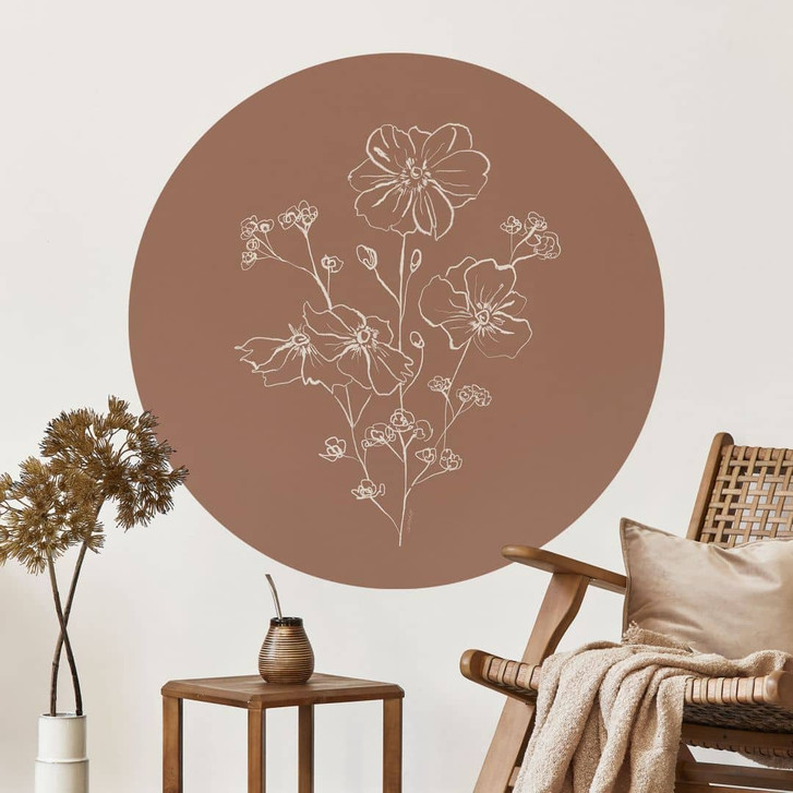 Wandtattoo Wildrosenstrauss Mocha-Mousse - Anis Illustration - Rund - WA436559